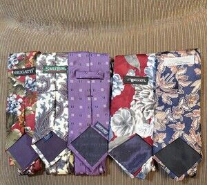 Lot 5 Silk Ties Mens Bugatti Savile Row Lands' End JT Beckett Aquascutum London